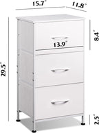 WLIVE Nightstand with 3 Drawers, Fabric Dresser, Organizer Unit, Storage Dresser for Bedroom, Hallway, Entryway, Closets, Sturdy Steel Frame, Wood Top, Easy Pull Handle, White