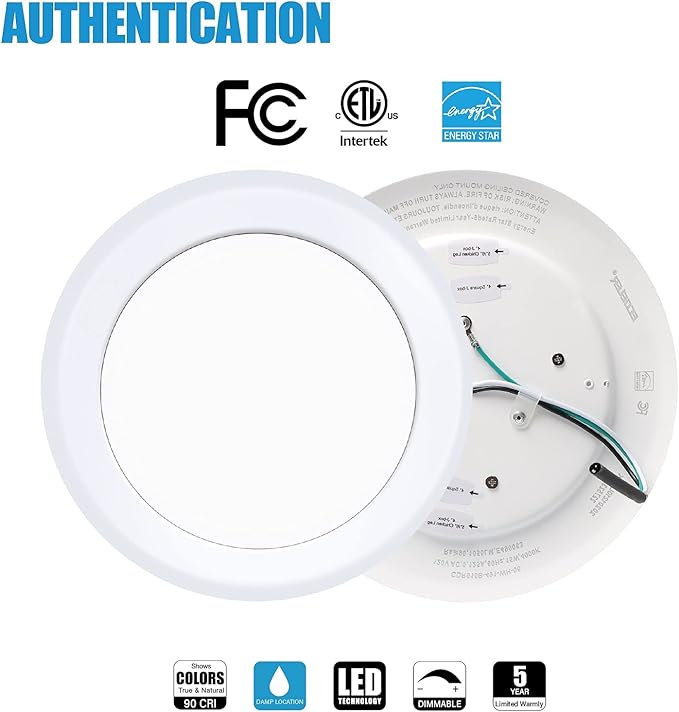 ECOELER 6 Inch LED Disk Light, Aluminum Trim, 4000K Cool White, 16.5W 1000Lm, Dimmable Flush Mount Ceiling Recessed Light Fixture, ETL & FCC Listed