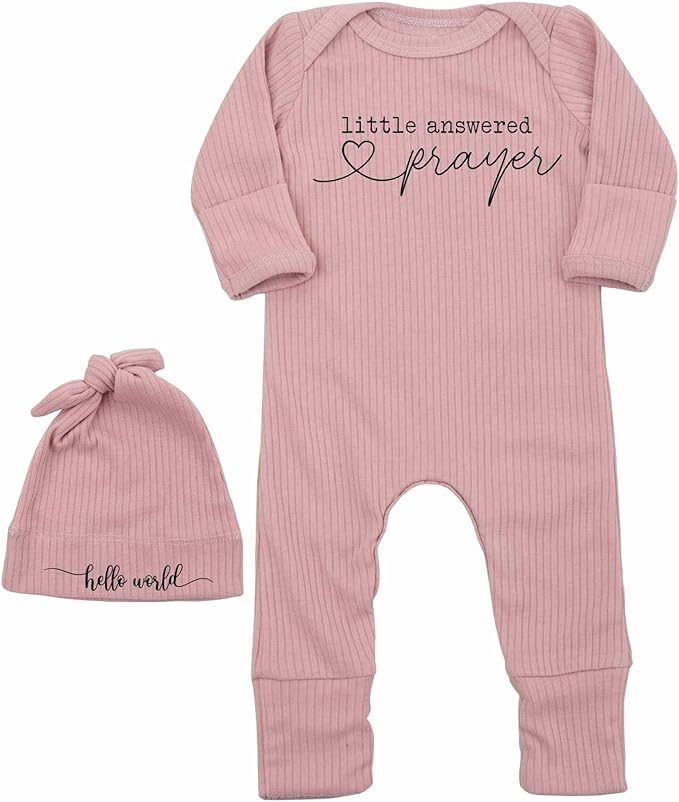 Little Answered Prayer Bodysuit Infant Romper Baby Announcement 0-3 Months Clothes Cute Religious Boys Girls Outfit