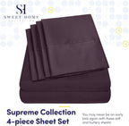Twin XL Size Bed Sheets - 4 Piece 1500 Supreme Collection Fine Brushed Microfiber Deep Pocket Twin X-Large Sheet Set Bedding - 1 EXTRA PILLOW CASES, GREAT VALUE, Twin XL, Purple