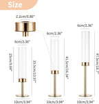 Nuptio Glass Hurricane Candle Holder: Set of 6 Gold Candlestick Holders - Long Stem Taper Candleholders for Christmas Tabletop Centerpiece Fireplace Decor Cylinder Candle Stand Windproof 14" 16" 18"