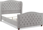Jennifer Taylor Home Marcella Upholstered Shelter Headboard Bed Set, Queen, Silver Grey Polyester