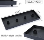TELOSMA Advent Candle Holder - 4 Candlestick Seats, Matte Black Iron Candle Tray for Taper Candles - Autumn Thanksgiving Christmas Dining Table Kitchen Island Fireplace Mantel Centerpieces Decoration