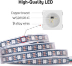 BTF-LIGHTING WS2812B RGB ECO LED Strip, Chasing Effects 5050SMD Individually Addressable 3.3FT 60Pixels/m Flexible Dream Color IP65 for Bedroom DIY Projects DC5V(No Adapter or Controller)