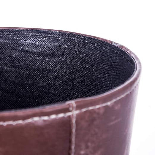Leather Trash Can, Retro Decorative Waste Basket, 10L Capacity Small Waste Paper Basket, Waterproof Garbage Can for Bathroom, Bedroom, Office, Kitchen and Living Room - Butterfly