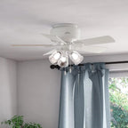 Hunter Fan Company 52152, 42 inch Crestfield Matte Silver finish Low Profile Flush Mount Ceiling Fan with Lights LED and Pull Chain