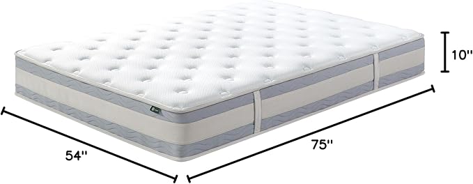 ZINUS 10 Inch Comfort Support Hybrid Mattress [New Version], Full, Fiberglass Free, Medium Plush, Motion Isolation, Certified Safe Foams & Fabric, Mattress in A Box