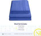 RV Queen Bed Sheets - Breathable Luxury Sheets with Full Elastic & Secure Corner Straps Built In - 1800 Supreme Collection Extra Soft Deep Pocket Bedding Set, Sheet Set, RV Short Queen, Royal Blue