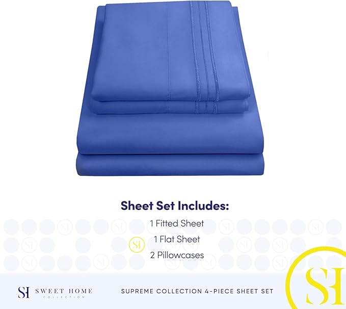 California King Sheet Sets - Breathable Luxury Sheets with Full Elastic & Secure Corner Straps Built In - 1800 Supreme Collection Deep Pocket Bedding Set, Sheet Set, California King, Royal Blue