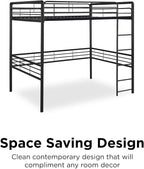 DHP Full Metal Loft Bed with Ladder, Space-Saving Design, Black, Full