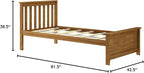 Max & Lily Twin Bed Frame with Slatted Headboard, Solid Wood Platform Bed for Kids, No Box Spring Needed, Easy Assembly, Pecan