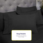 Twin XL Size Bed Sheets - 4 Piece 1500 Supreme Collection Fine Brushed Microfiber Deep Pocket Twin X-Large Sheet Set Bedding - 1 EXTRA PILLOW CASES, GREAT VALUE, Twin XL, Black