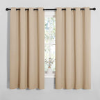 NICETOWN Blackout Curtain Panels for Bedroom, Biscotti Beige, 2 Panels, W55 x L57-inch, Grey, Thermal Insulated Grommet Top Blackout Draperies and Drapes for Basement