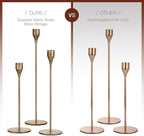 Brass Taper Candle Holders: Set of 6 Tall Candlestick Holder for Table Centerpiece Metal Gold Candles Stick Holders Candle Stand Brushed Wedding Decor