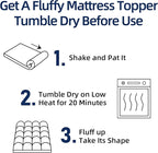 Mattress Topper Twin XL for Back Pain, Extra Thick Mattress Pad Cover, Plush Pillow Top, Deep Elastic Pocket, Black