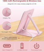 Gospire Travel Makeup Mirror with Lights and Magnification 10X, Portable Make Up Compact Tabletop Mirror with Adjustable Stand, 3 Colored Lights Rechargeable Lighted LED Vanity Mirror - Pink