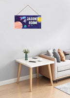 Personalized Sign Space Themed Art Decor Funny Astronaut Sign For Kids Room Outer Space Decor for Boys Room Nursery Wall Decorations Stuff For Little Man Cave