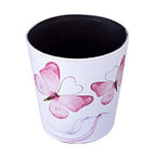 10L/2.64 Gallon PU Leather Trash Can Decorative Waterproof Wastebasket Paper Basket Garbage Bin for Home Office Bathroom - Pink Butterfly