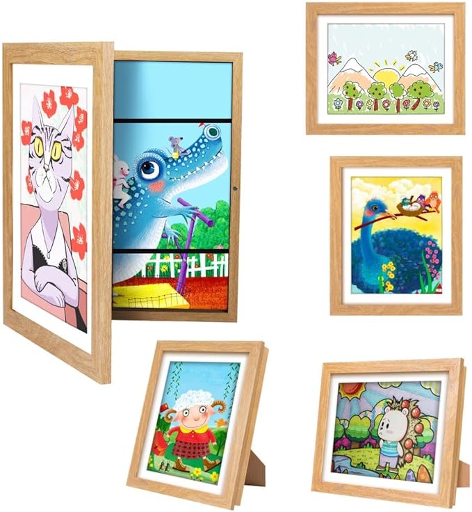 4-Pack Kids Artwork Frames Changeable - Kids Art Frame,Artwork Frames for Kids Art,Children Art Projects Kids Art Frames,8.5x11 Picture Frame for Display Kid Art work,With Storage(White)