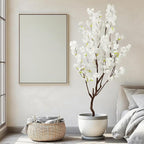 7.2ft Tall Artificial White Cherry Blossom Tree Indoor Decor, Fake Silk Flower Cherry Tree Plant Outdoor, Faux Flowering Tree Realistic for Home Living Room Front Door Office