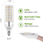 E12 LED Bulbs,12W LED Corn Light Bulb, E12 LED Bulb 100W Equivalent 1200 Lumen 3000K Warm White, Non-Dimmable LED Candelabra Light Bulbs, E12 Candelabra Base Chandelier Light Bulbs, Pack of 3