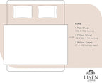 Linen Home 100% Cotton Percale Sheets King Size, Sand Shell, Deep Pocket, 4 Pieces Set - 1 Flat, 1 Deep Pocket Fitted Sheet and 2 Pillowcases, Crisp Cool and Strong Bed Linen