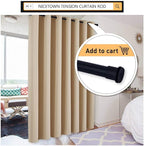 NICETOWN Wall to Wall Room Dividers Curtain for Patio Sliding Door, Insulated Blackout Blind, Extra Wide Curtain for Studio/Villa/Hall/Parlor (Biscotti Beige, 1 Piece, 8.3ft Width x 7ft Length)