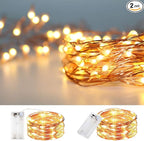 String Lights, Waterproof LED String Lights,2 Pack 20ft 60 LED Festival Decorations Crafting Battery Powered Copper Wire Starry Fairy Lights (Warm White)