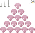 HUAMULAN 15PCS Glossy Ceramic Knobs Button Round Mushroom Cabinet Dresser Vintage Pulls Door Handles Cupboard Wardrobe Drawer