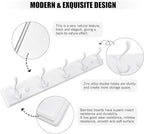 Wooden Coat Rack, Wall-Mounted Organizer for Closet, Entryway, Hallway, Foyer, Bedroom, Heavy Duty Double Hooks for Hanging Towels, Bags, Hats, Jackets, Key (White, 5 Hooks)