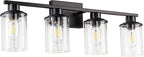 Black Bathroom Vanity Light Fixtures Over Mirror 4-Light Vanity Lighting Fixtures Wall Sconce Lamp
