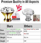 30mm Kitchen Cabinet Knobs Drawer Pull Handle Hardware, Crystal Clear Glass Round Diamond Shape Dresser Closet Bi-fold Door Bathroom Cupboard Desk Nightstand Furniture Decorative Drawer Knobs （12PCS）