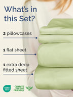 Extra Deep Twin XL Sheet Set - 4 Piece Breathable and Cooling Sheets - Hotel Luxury Bed Sheets Set - Easy Fit - Soft, Wrinkle Free and Comfy Sheets Set - Light Sage Sheet Set with Extra Deep Pockets
