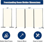 Room Divider 6FT Portable Room Dividers and Folding Privacy Screens, 102'' W Fabric Divider for Room Separation, 3 Panel Partition Room Dividers Freestanding Wall Divider Screen for Dorm Studio Office