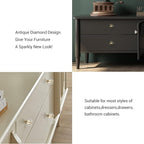 6-Pack 1-1/4-Inch White Cabinet Glass Crystal Brass knobs Brass Drawer Round Knobs Dresser Pulls, Gold Hardware Kitchen Closet knobs for Bifold Doors