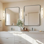 ANDY STAR 40x36 Inch Chrome Bathroom Mirror, Chrome Vanity Mirror for Wall, Rounded Rectangle Mirror, Anti-Rust SUS304, Seamless Tube Metal Frame, 1’’ Deep Wall Mounted Vertically/Horizontal