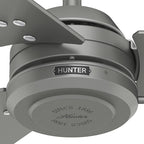 Hunter 52 inch Outdoor or Indoor Ceiling Fan No Light - Silver Ceiling Fan without Light, For Patio, Porch, Garage, or Living Room, Standard Mount, 3 Blades, Pull Chain - Cassius 59262, Matte Silver