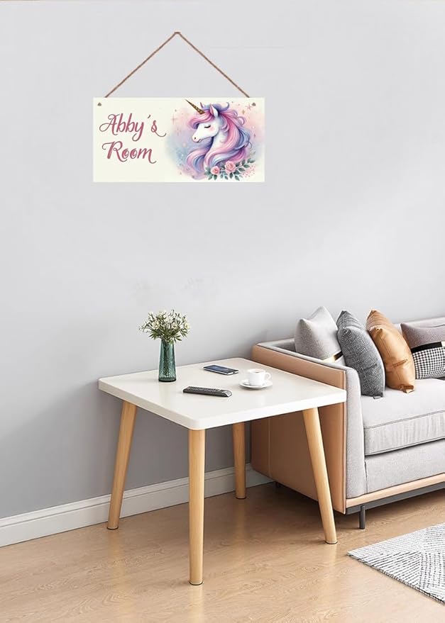 Personalized Sign Cute Unicorn Wall Decor Beautiful Decoration for Home Kitchen Bar Garage Vintage Retro Poster Plaque Decor for Kids Room Nursery Wall Decorations Stuff