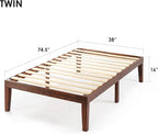Mellow Naturalista Classic 16 Inch Solid Wood Platform Bed with Wooden Slats, Espresso, Twin