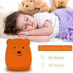 Animal-Shaped Night Light, Rechargeable LED Soft Silicone (BPA Free) Bedside Lamp for Children/Adults, Adjustable Brightness and 9 Colors by Touch Control & Remote Control (Big Bear)