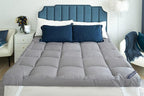 Marine Moon King Mattress Topper Cooling Extra Thick Plush Pillow Top Mattress Pad Hotel Quality Down Alternative for King Size Bed, Soft Bed Toppers for Back Pain, Grey