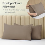 LuxClub 5 PC Split King Sheet Set, Breathable Luxury Bed Sheets, Deep Pockets Wrinkle Free Cooling Sheets Machine Washable Hotel Bedding Silky Soft - Dark Khaki Split King