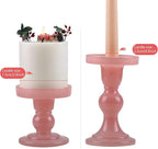 GMWD 3 Pcs Glass Candle Holder Set Clear, Pink Candlesticks Holders Pillar Taper Candles Tealight Stand for Wedding Centerpieces Home Decorations Dining Table