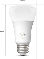 Philips Hue Smart LED A19 Bulb, White & Color Ambiance, E26 Base, 7.2W, Full Spectrum Light 1000K-20000K, 810 Lumens, Dimmable, Works with Alexa, Google,& Apple Home,2pk