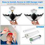LED Garage Light - 160W LED Garage Ceiling Lights 16000LM Super Bright Garage Lighting with 6 Deformable Panels E26/E27 Screw in Led Shop Lights for Basement Workshop Warehouse Attic