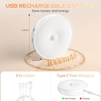 Warm Color LED Closet Lights Motion Sensor Puck Light, USB Rechargeable Battery Operated Puck Step Lights, Dimmable Under Cabinet Lighting for Counter Wardrobe Kitchen (6 Pack)