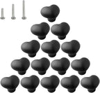 HUAMULAN 15PCS Semi Glossy Ceramic Knobs Heart Shape Cabinet Dresser Pulls Door Handles Cupboard Wardrobe Drawer,Semi Dull Black
