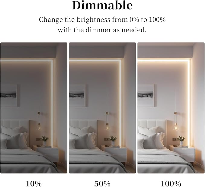 iNextStation COB LED Strip Light Warm White 3000K 16.4FT 5M, DC12V CRI 93+ Dimmable Flexible LED Tape Lights for Bedroom, Kitchen, TV Backlight, Cupboard, Wardrobe, Home Lighting Decor