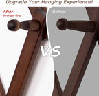 Hat Rack for Wall, Expandable Wall Hat Holder with 16 Hooks, 16 inch Wooden Wall Hook for Baseball Caps,Cowboy, Bag,Hoodie(Brown)