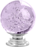 12 Pcs 30mm Round Shape Bubble Crystal Glass Cabinet Knobs with Screws Drawer Knob Pull Handle Used for Kitchen, Dresser, Door, Cupboard (Lavender)